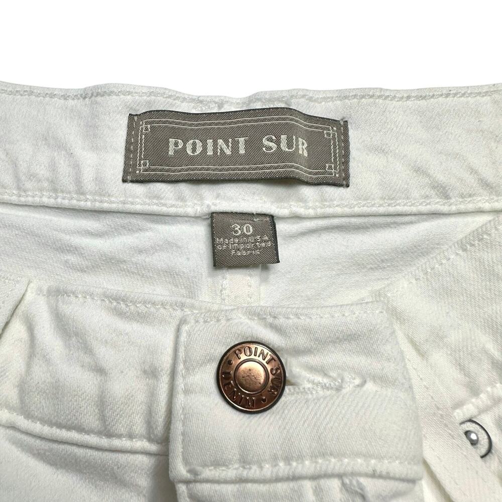 Point Sur | Women | White High Rise Boot Cut Raw Edge Denim Jeans | Size 30 - Picture 8 of 13